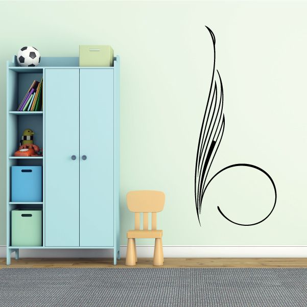 Black pinstripe vinyl decal with curved swoosh lines and small circular accent