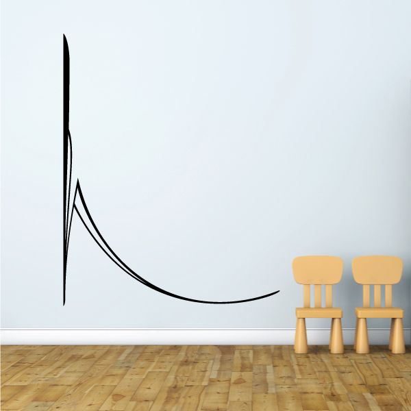 Black pinstripe vinyl decal with curved swoosh line