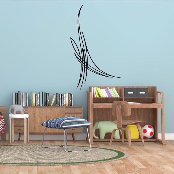 Vehicle pinstripe vinyl decal, black swirling stripe graphic