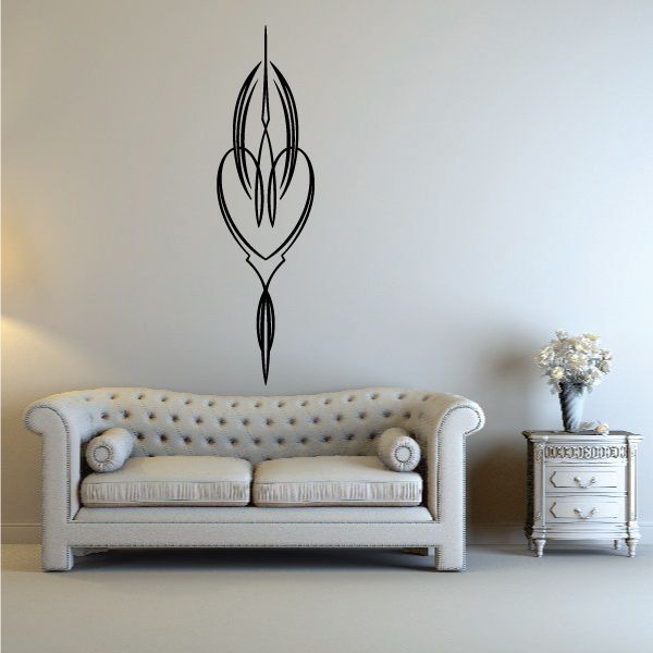 Black flame pinstripe vinyl decal with outlined teardrop center