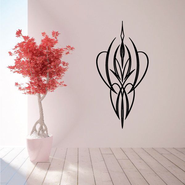 Flame-shaped pinstripe vinyl decal, black