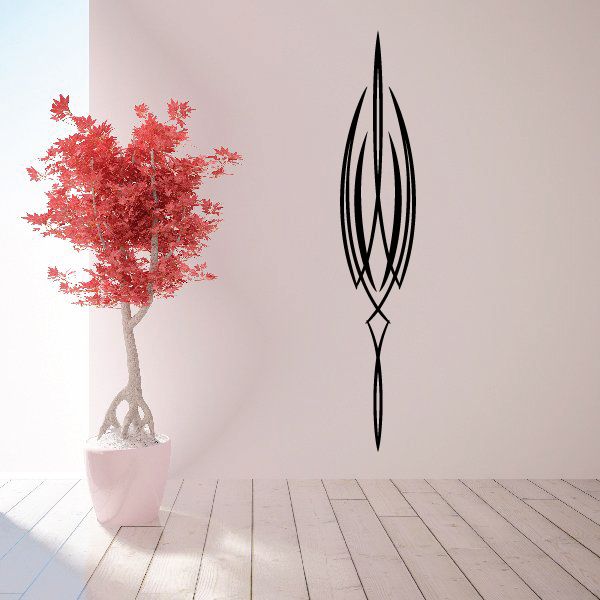 Vehicle pinstripe vinyl decal, black flame-shaped pinstripe graphic