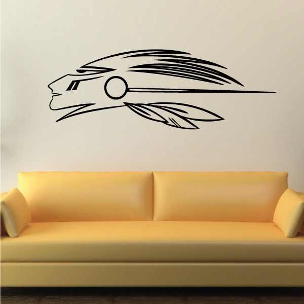 Vehicle pinstripe vinyl decal, stylized side racing car outline in black
