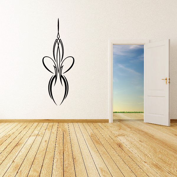 Black pinstripe fleur-de-lis vinyl wall decal