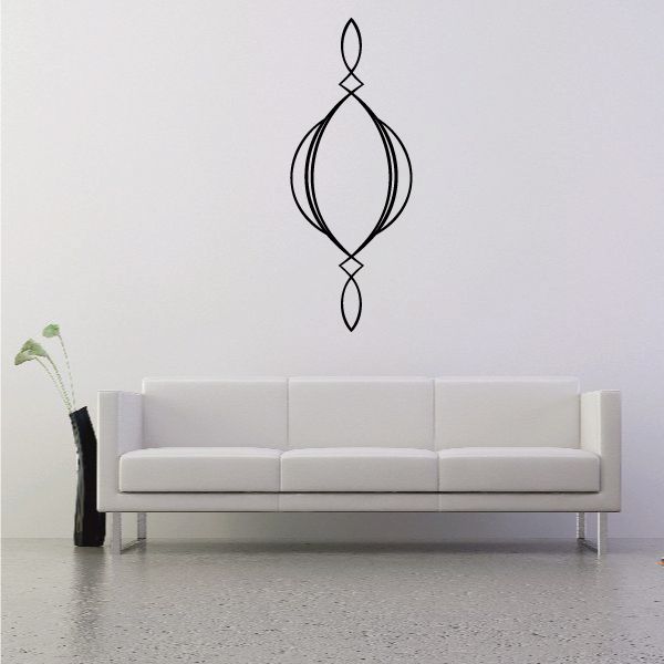 Black pinstripe vinyl decal with stacked teardrop and diamond line design