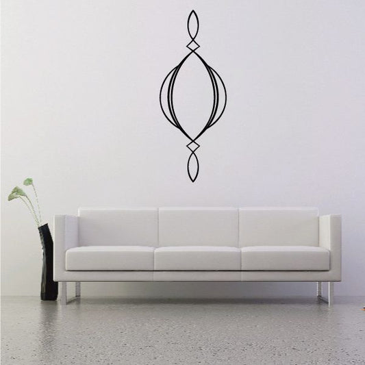Black pinstripe vinyl decal with stacked teardrop and diamond line design