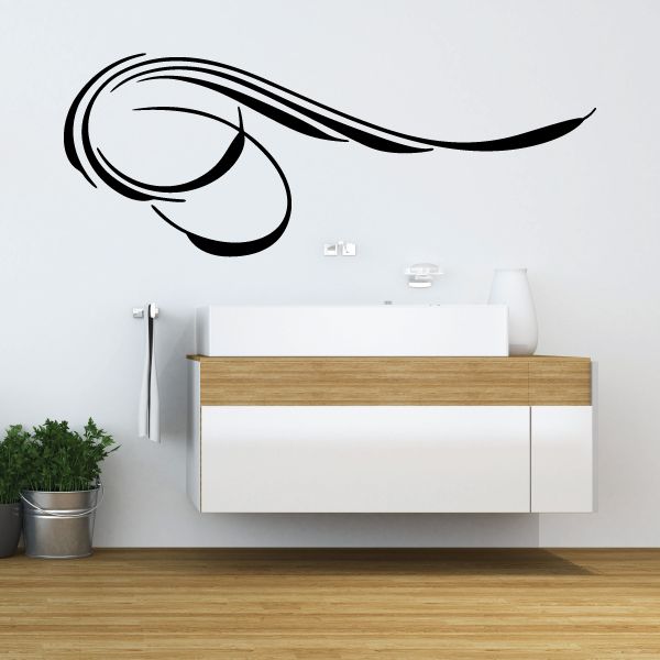 Vehicle pinstripe vinyl decal with black swirl graphic