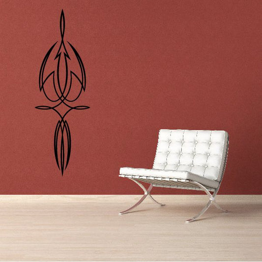 Flame pinstripe vinyl decal, black outline wall sticker