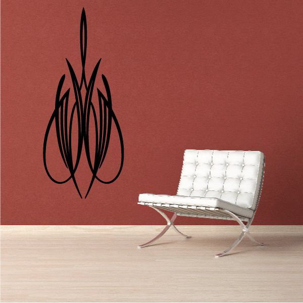 Black flame tribal vinyl decal with swirling line pattern