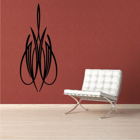 Black flame tribal vinyl decal with swirling line pattern
