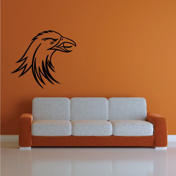 Eagle head vinyl decal in black line art