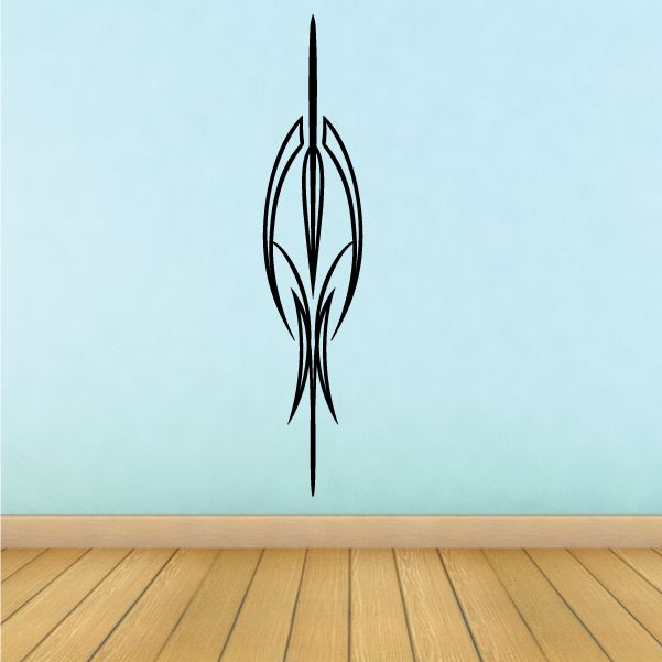 Black pinstripe vinyl decal with flame-like tribal design