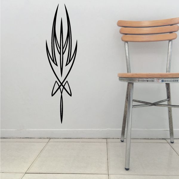 Black pinstripe flame vinyl decal sticker with tribal swirl design