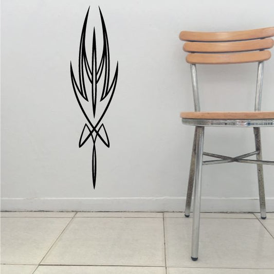 Black pinstripe flame vinyl decal sticker with tribal swirl design