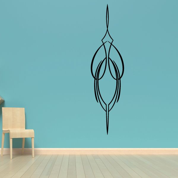 Vehicle pinstripe vinyl decal, black ornate teardrop outline