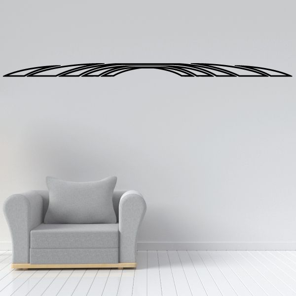 Black pinstripe vinyl decal, long curved stripe design for vehicle or wall