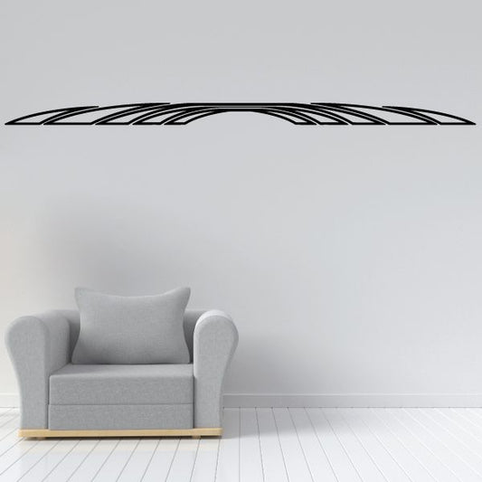 Black pinstripe vinyl decal, long curved stripe design for vehicle or wall