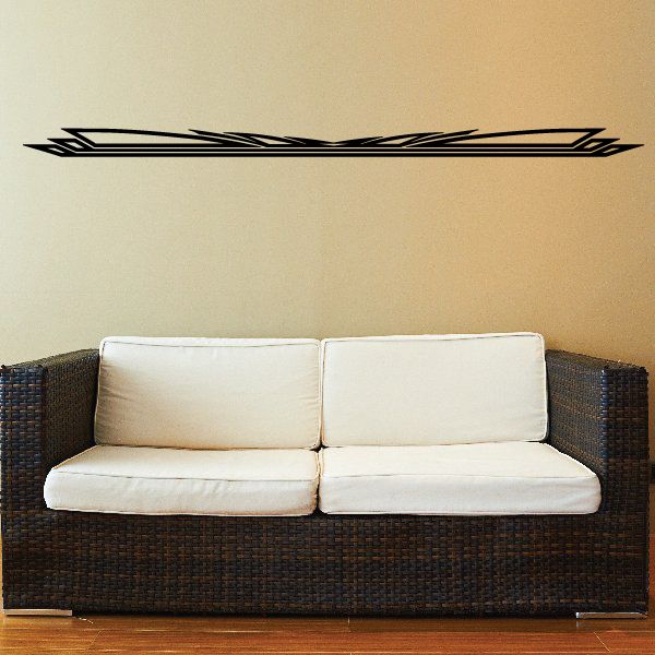 Vehicle pinstripe vinyl decal with bold black geometric stripe design