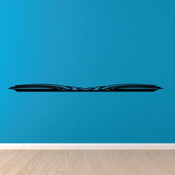 Vehicle pinstripe vinyl decal, long horizontal stripe design with arrow points