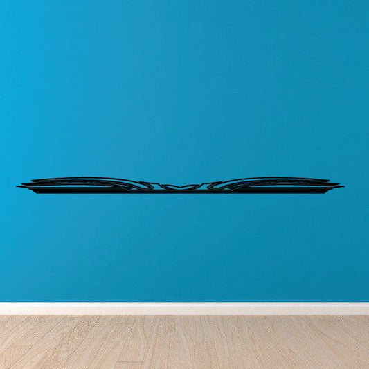 Vehicle pinstripe vinyl decal, long horizontal stripe design with arrow points
