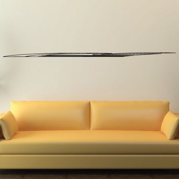 Pinstripe vinyl decal, thin dark horizontal stripe with subtle markings