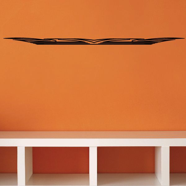 Black pinstripe vinyl decal with long, angular stripe graphic for vehicle or wall