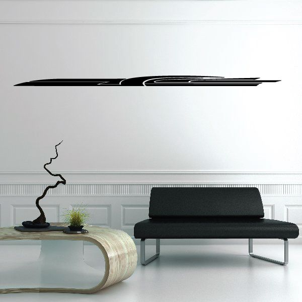 Black pinstripe vinyl decal with long swooping line design