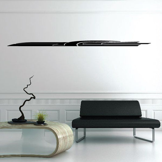 Black pinstripe vinyl decal with long swooping line design