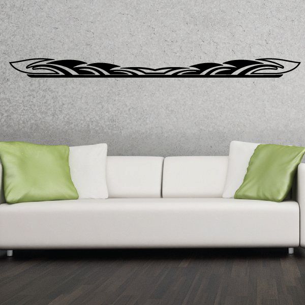 Black pinstripe vinyl decal with swooping stripe design for car or wall