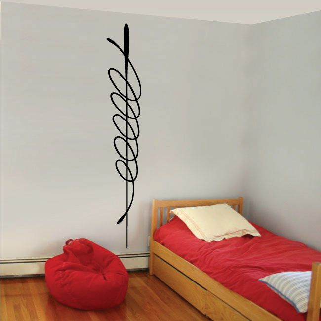 Black pinstripe vinyl decal with a vertical racing script design