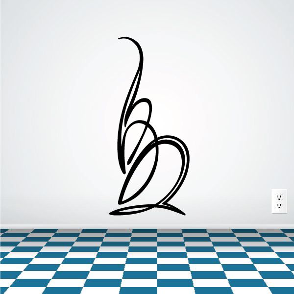 Pinstripe vinyl vehicle decal, black stylized number 2 with swooping lines