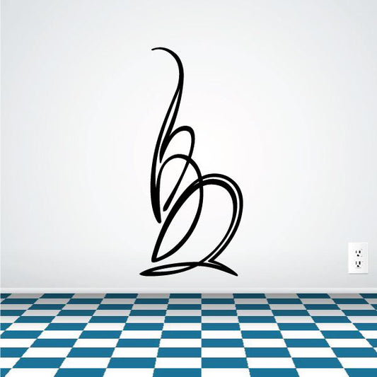 Pinstripe vinyl vehicle decal, black stylized number 2 with swooping lines