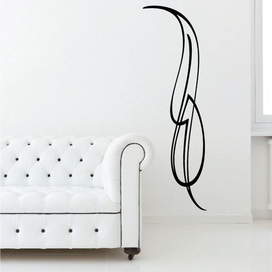 Black pinstripe vinyl decal with curved double-line swoosh design