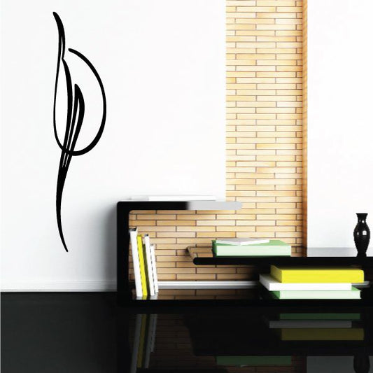 Black pinstripe vinyl decal with looping script swirl