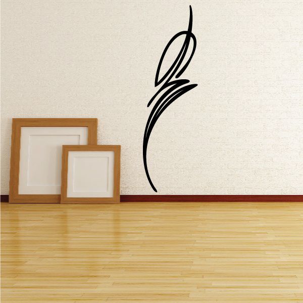 Vehicle pinstripe vinyl decal, black curved swirl line
