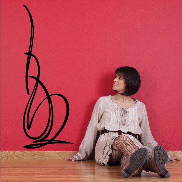 Black pinstripe vinyl decal with long swooping swirl and curved line