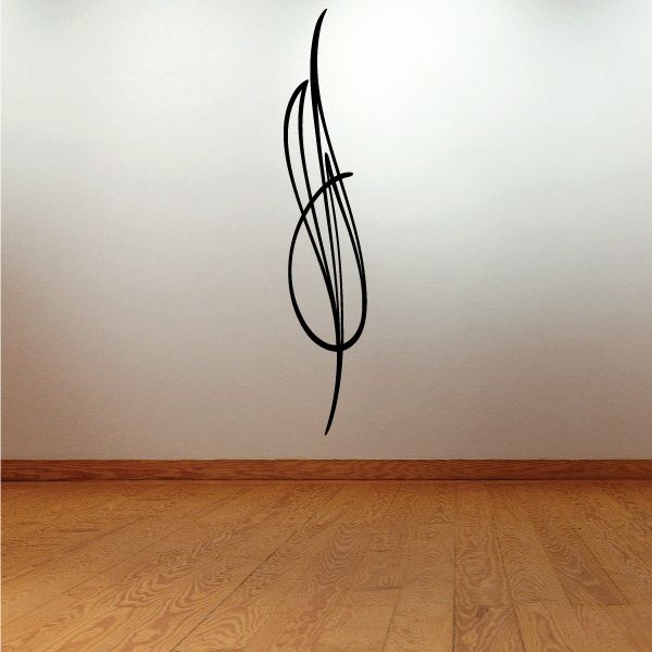 Vehicle pinstripe vinyl decal with black curved swirl lines