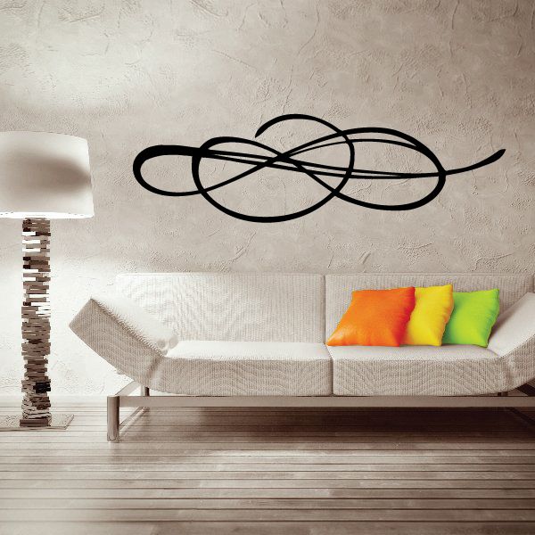 Vinyl pinstripe decal, black abstract swirl with thin curved lines