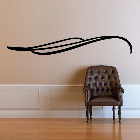 Black pinstripe swoosh vinyl decal for vehicle and wall