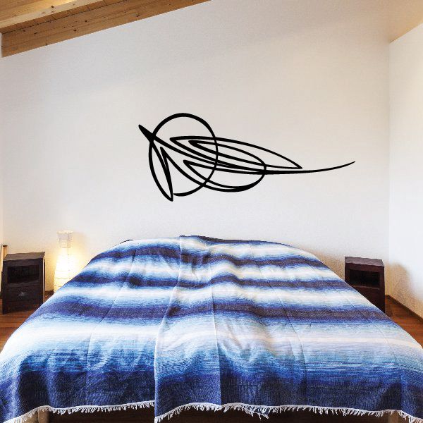 Black stylized vehicle pinstripe vinyl decal with curved lines, wall sticker