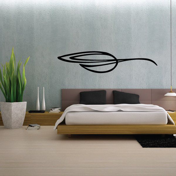 Vehicle pinstripe vinyl decal, black swoosh and tribal-style graphic for wall or car