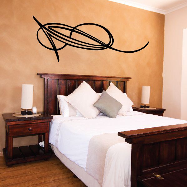 Black pinstripe vinyl decal with swooping cursive lines for vehicles