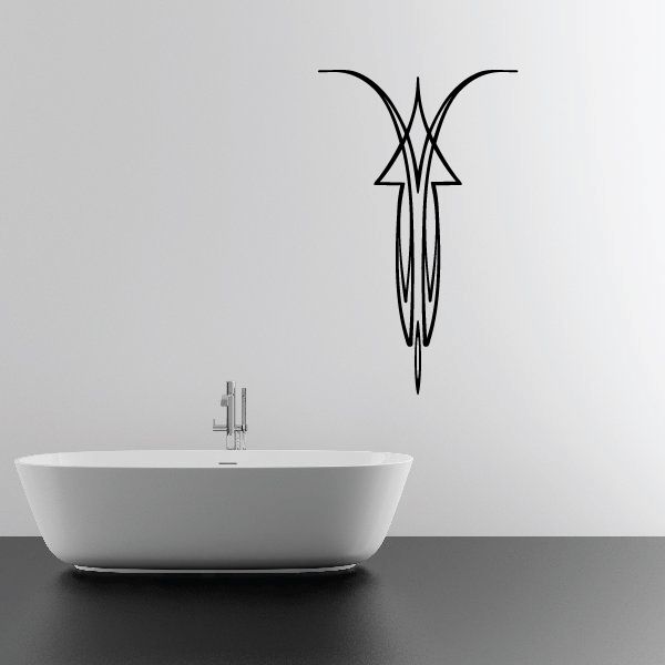 Black pinstripe vinyl decal with mirrored V-trim tribal design for vehicle or wall