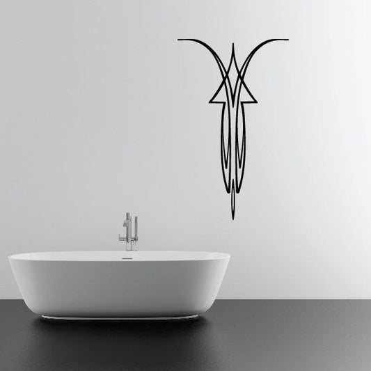 Black pinstripe vinyl decal with mirrored V-trim tribal design for vehicle or wall