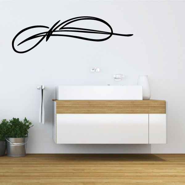 Black pinstripe vinyl decal with curved swoosh and loop