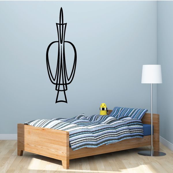 Vehicle pinstripe vinyl decal, black rocket outline wall decal