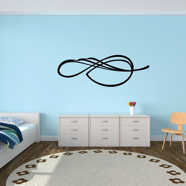 Vehicle pinstripe vinyl decal, black swooping ring swirl design