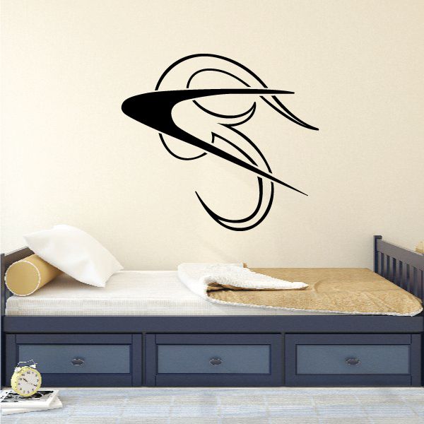 Vinyl pinstripe vehicle decal featuring a black-and-white helmet with swoosh lines