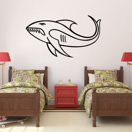 Shark pinstripe vinyl decal in black outline