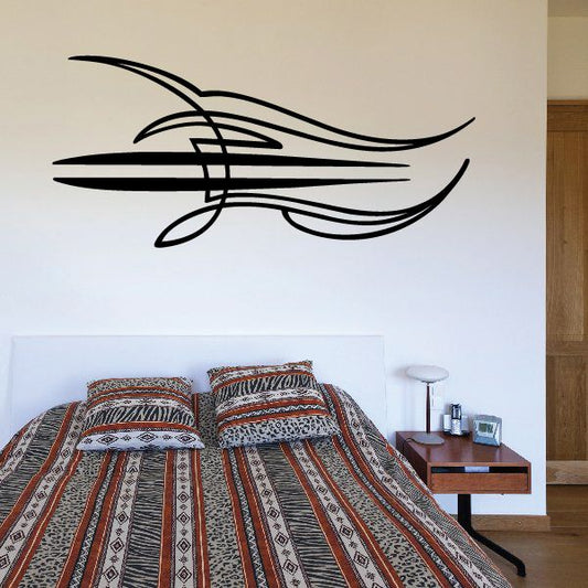 Black pinstripe wing vinyl decal with outlined curves